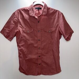 Banana Republic Red Brick Western Slim Fit Size Small Pearl Snaps Modern